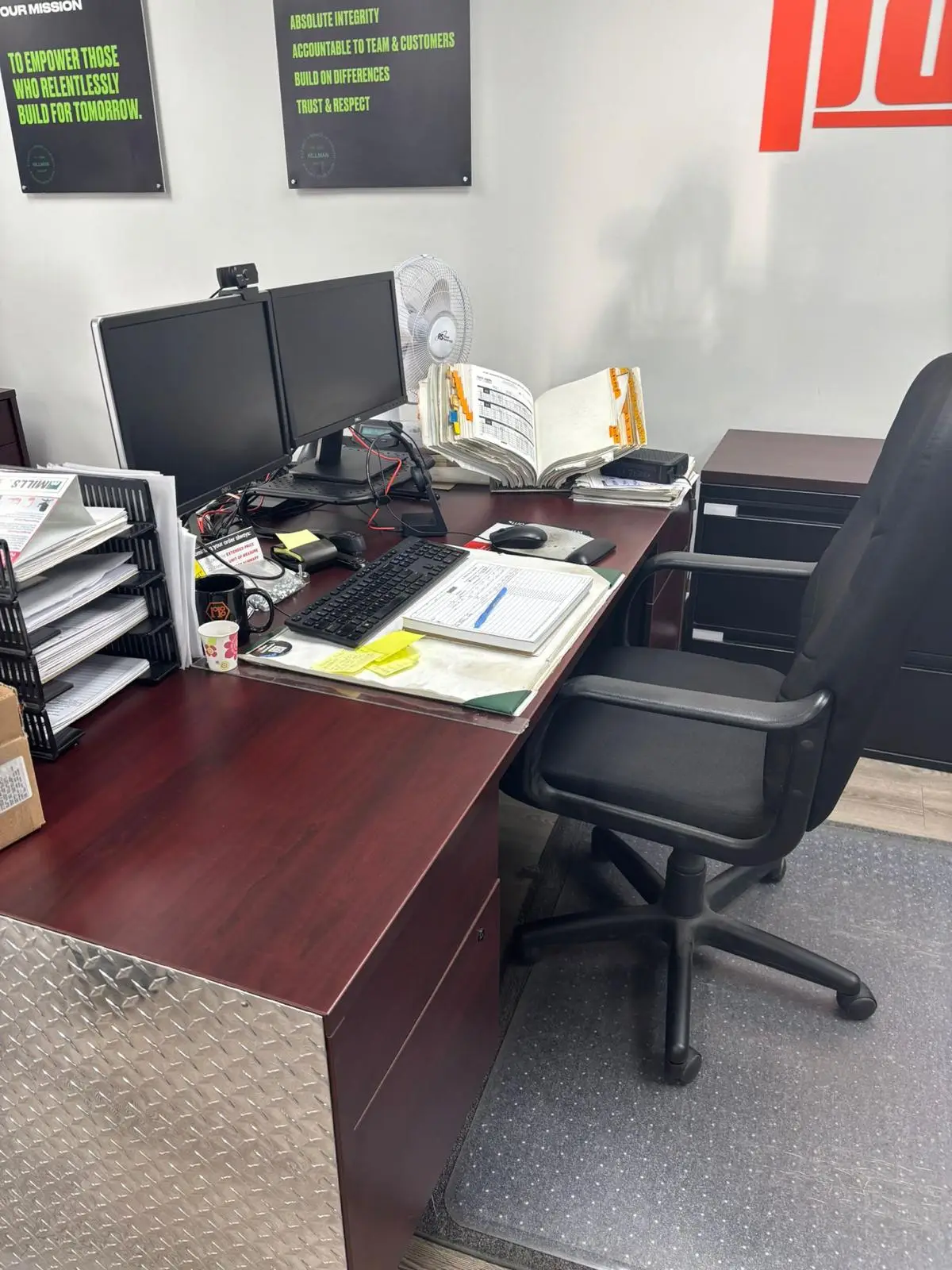 Office desk with monitors